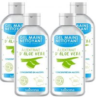 Afrique du Sud, les équipements indispensables Gel Mains Nettoyant Hydroalcoolique - (Lot de 4) Aloe Vera 75ml - Saisona - Cosmétique Naturel et écologique. pour voyager en Afrique